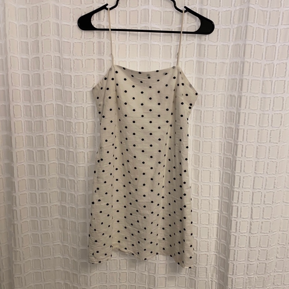Black and white polka dot mini dress